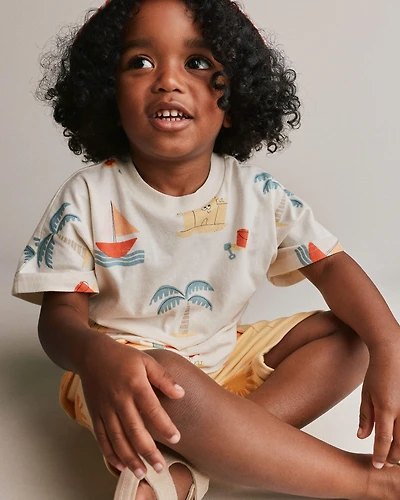 Toddler Dolman Tee Sandcastle Print - Cream