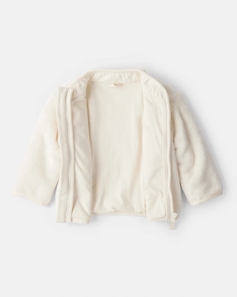 Baby Girl Sherpa Zip-Up Jacket - Ivory