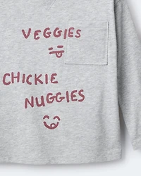 Toddler Chicken Nuggies Long-Sleeve Pocket Graphic Tee - Heather Grey