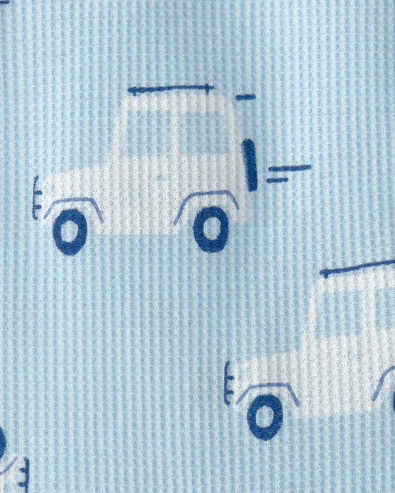 Baby Boy Thermal Sleeveless Romper - Blue