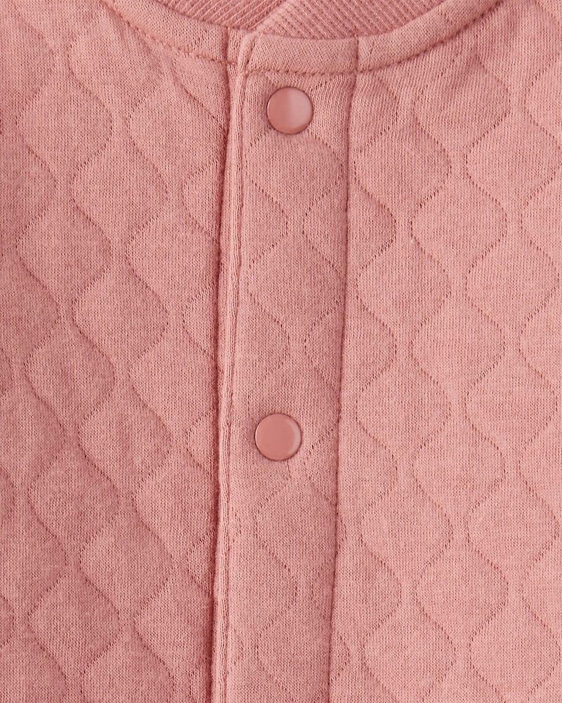 Baby Girl Quilted Long-Sleeve Jumpsuit - Pink