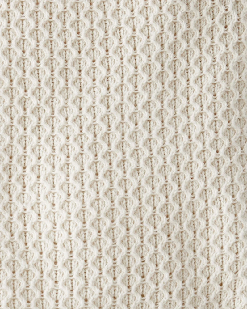 Toddler 2-Piece Organic Cotton Crotchet Knit Set-Cream
