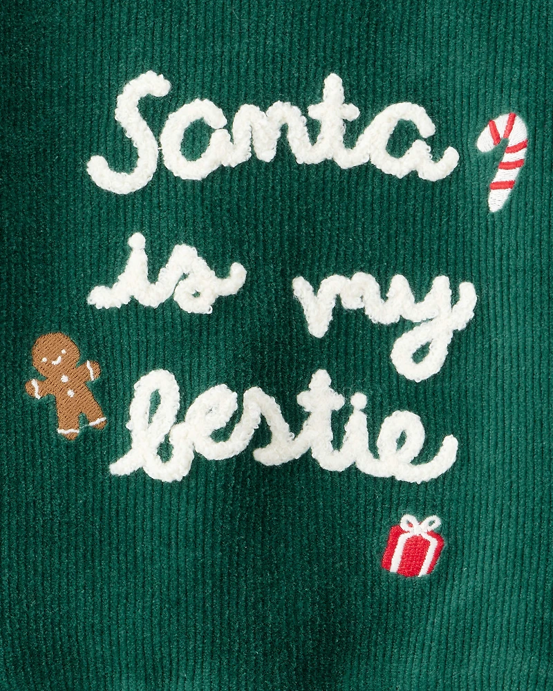 Baby 2-Piece Santa Is My Bestie Long-Sleeve Tee & Pant Set - Green