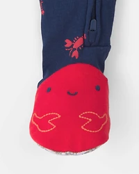 Baby Boy Lobster 100% Cotton Snug Fit 1-Piece Pyjama Set - Blue