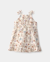 Baby Girl Floral Sleeveless Dress - White