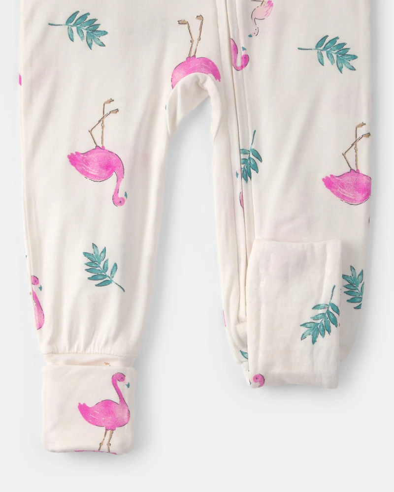 Baby Girl Flamingo PurelySoft Snug Fit 1-Piece Pyjama - Ivory