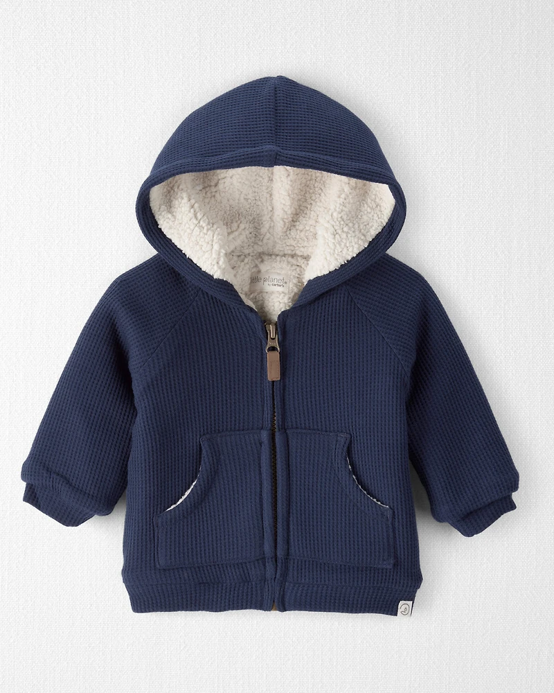 Baby Waffle Knit Hooded Jacket Made with Organic Cotton