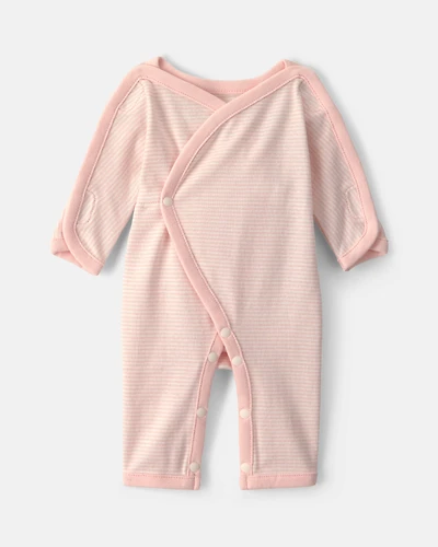 Baby Girl Striped 100% Cotton Sleeper - Pink
