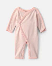 Baby Girl Striped 100% Cotton Sleeper - Pink