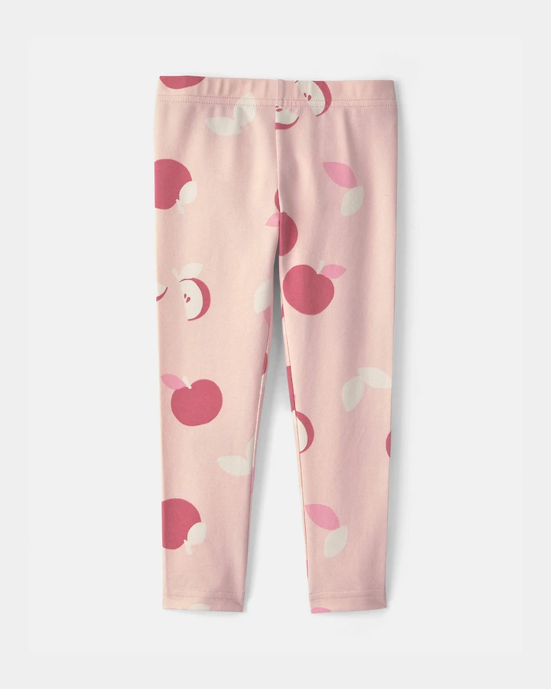 Toddler Girl Apple Pull-On Stretch Leggings - Pink