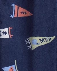 Toddler Boy 1-Piece 'MVP' Fleece Footie Pyjama - Navy