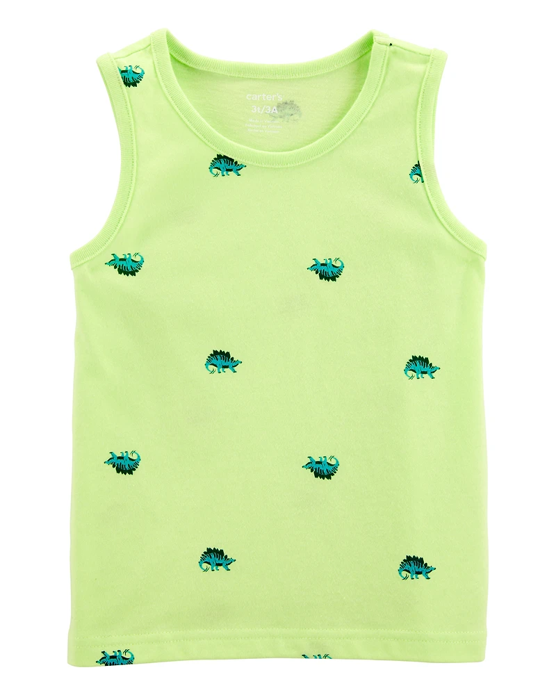 Baby Dinosaur Graphic Tank - Neon Yellow