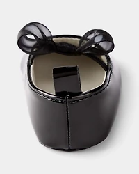 Baby Girl Bow Shiny Mary Jane Dress Shoes - Black
