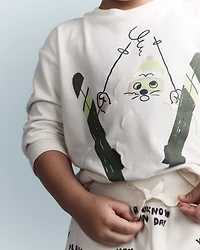 Toddler Skiing Squish Long-Sleeve Relaxed Graphic Tee - Cream