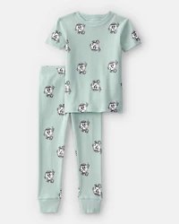 Toddler Soccer 100% Cotton Short-Sleeve Snug Fit 2-Piece pyjama Set - Green