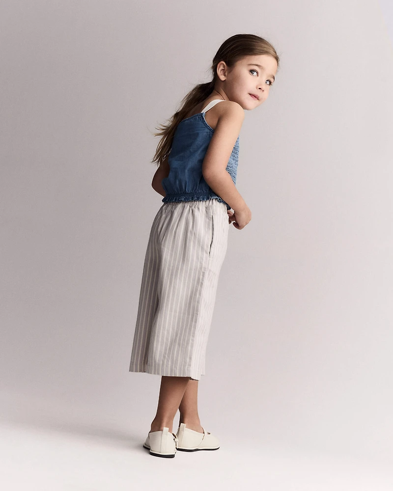 Toddler Girl Smocked Peplum Top Chambray