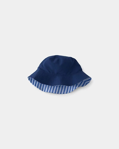 Toddler Boy Reversible Stripe Swim Hat - Blue