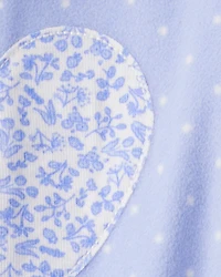 Toddler Girl Heart Polka Dot Print Loose Fit Long-Sleeve 2-Way Zip 1-Piece pyjamas - Blue