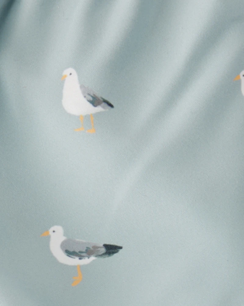 Baby Boy Recycled Seagull-Print Swim Trunks