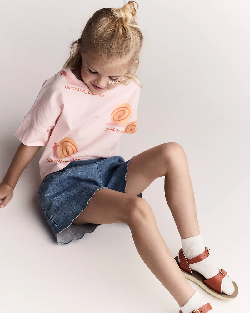 Toddler Girl Scalloped Short Denim
