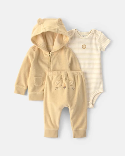 Baby 3-Piece Lion Terry Short-Sleeve Layering Set - Yellow
