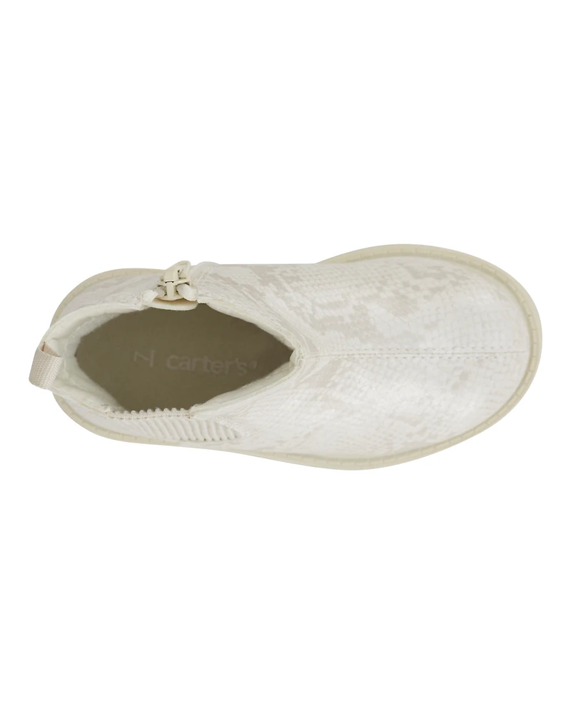 Toddler Girl Snakeskin Chelsea Boots - Ivory