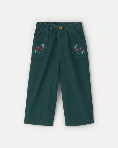 Toddler Girl Floral Corduroy Wide-Leg Pants - Green