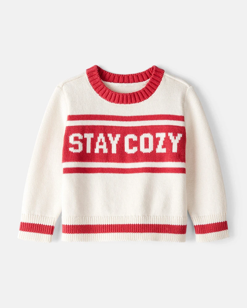 Baby Girl Stay Cozy Sweater - Red/White