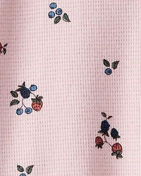 Baby Organic Cotton Waffle Knit Jumpsuit Berry Blossom Print