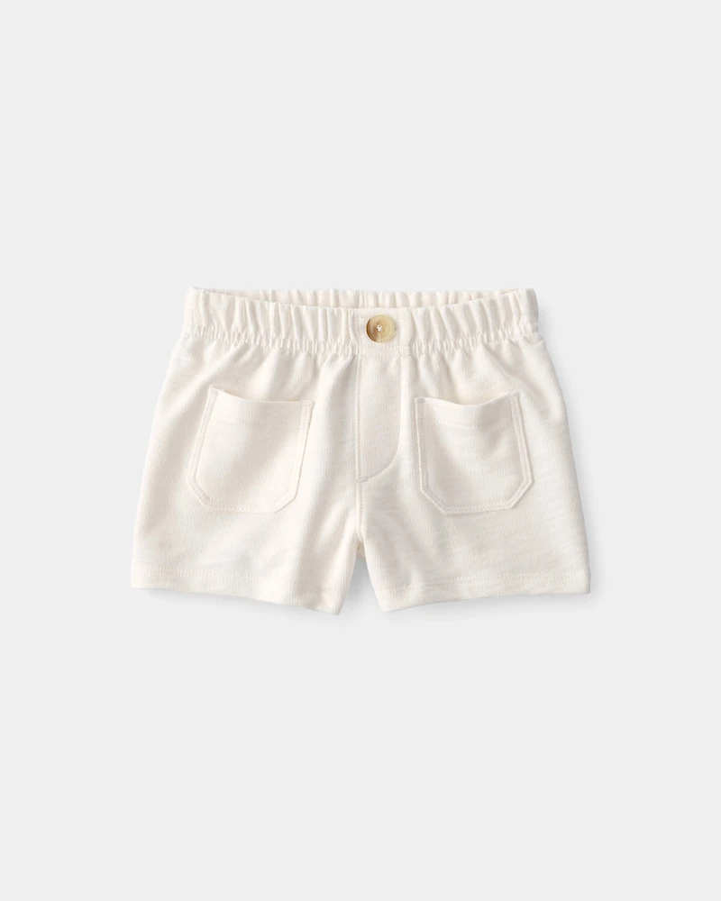Baby Girl 2-Piece Shell Top & Short Set - Yellow/White