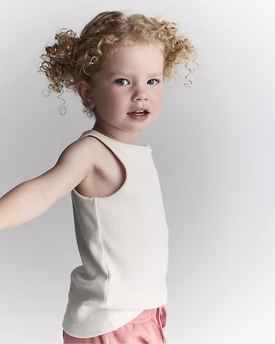 Toddler Girl Ribbed Tank Top - Cream