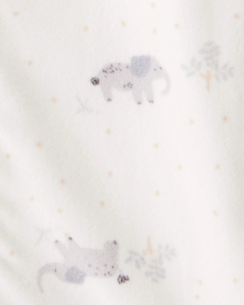 Baby Elephant Print Long-Sleeve Wearable Blanket - White