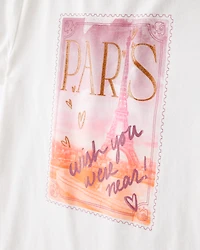 Girls Paris Short-Sleeve Graphic Tee - White