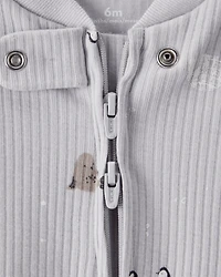 Baby Penguin Print Cotton Long-Sleeve Sleeper - White