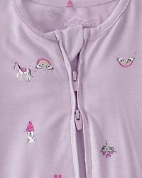 Baby Girl Fairytale 2-Way Zip PurelySoft Sleeper - Purple