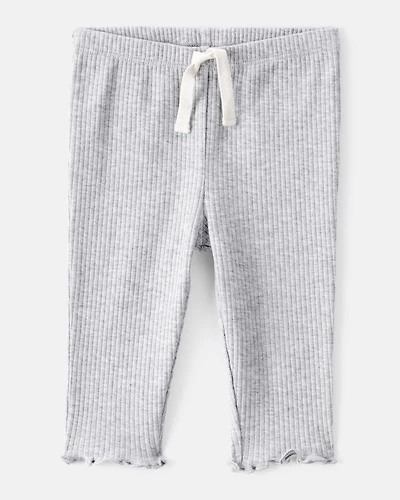 Baby Girl Knit Pull-On Pants - Grey