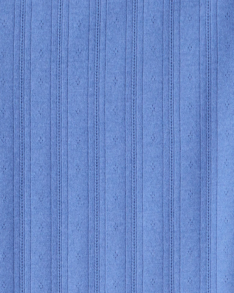 Girls Pointelle Long-Sleeve Top - Blue