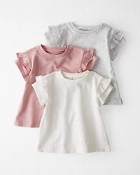 Baby Girl 3-Pack Organic Cotton Flutter T-Shirts