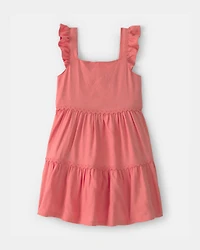 Toddler Girl Ruffle-Sleeve Tiered Dress - Orange