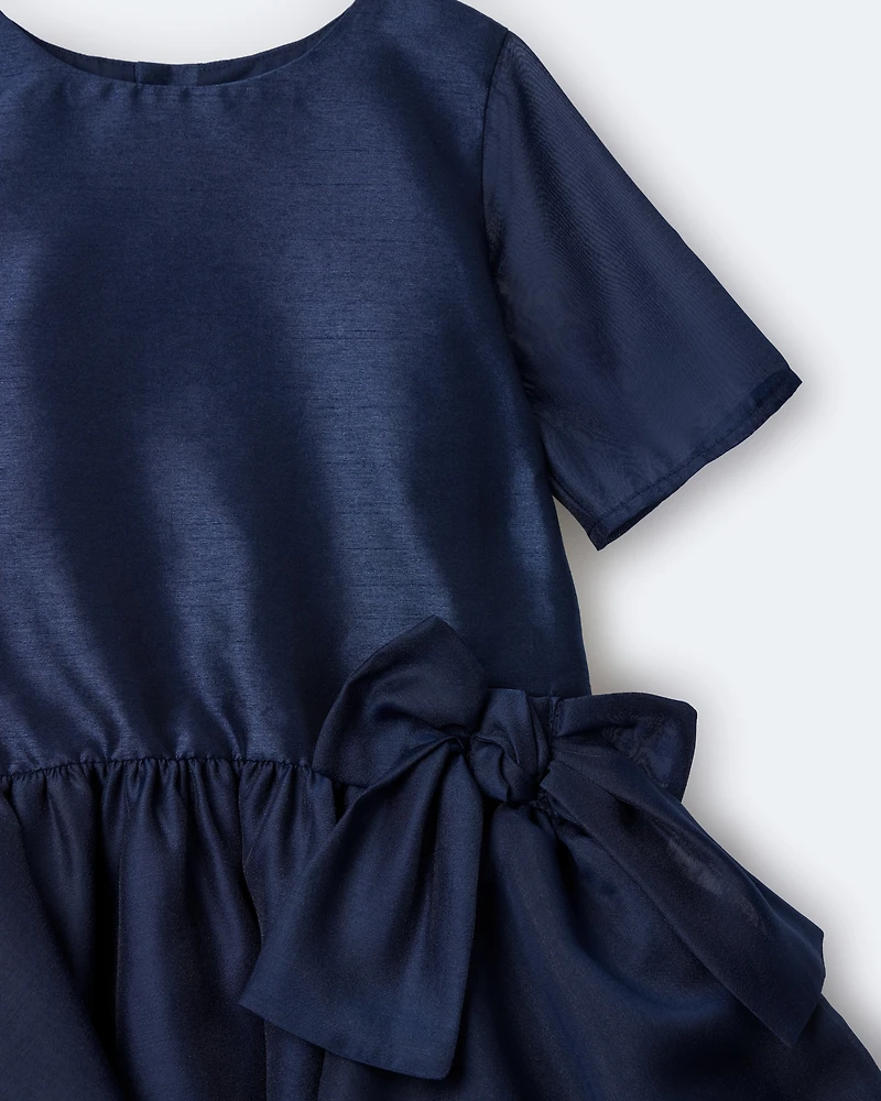 Toddler Girl Drop Waist Short-Sleeve Dress - Navy