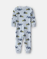 Toddler Boy Construction Dreamplush Snug Fit 1-Piece Pyjama - Blue