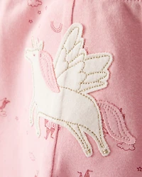 Baby Girl 3-Piece Unicorn Star Print Cotton Long-Sleeve Bodysuit & Pant Set - Pink/White