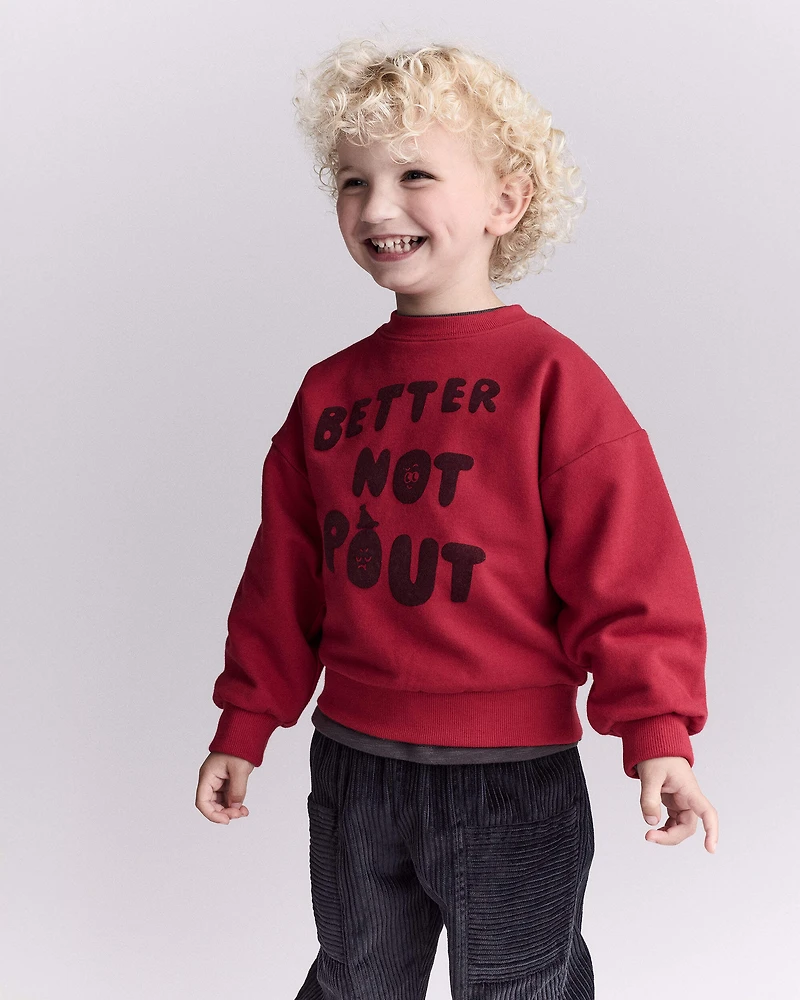 Toddler 'Better Not Pout' Dolman-Sleeve Sweatshirt - Red