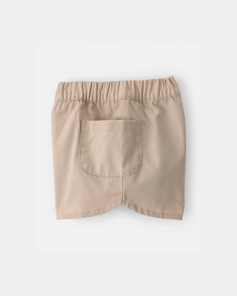 Baby Girl 3-Piece Cheetah Solid Top & Short Set - Brown