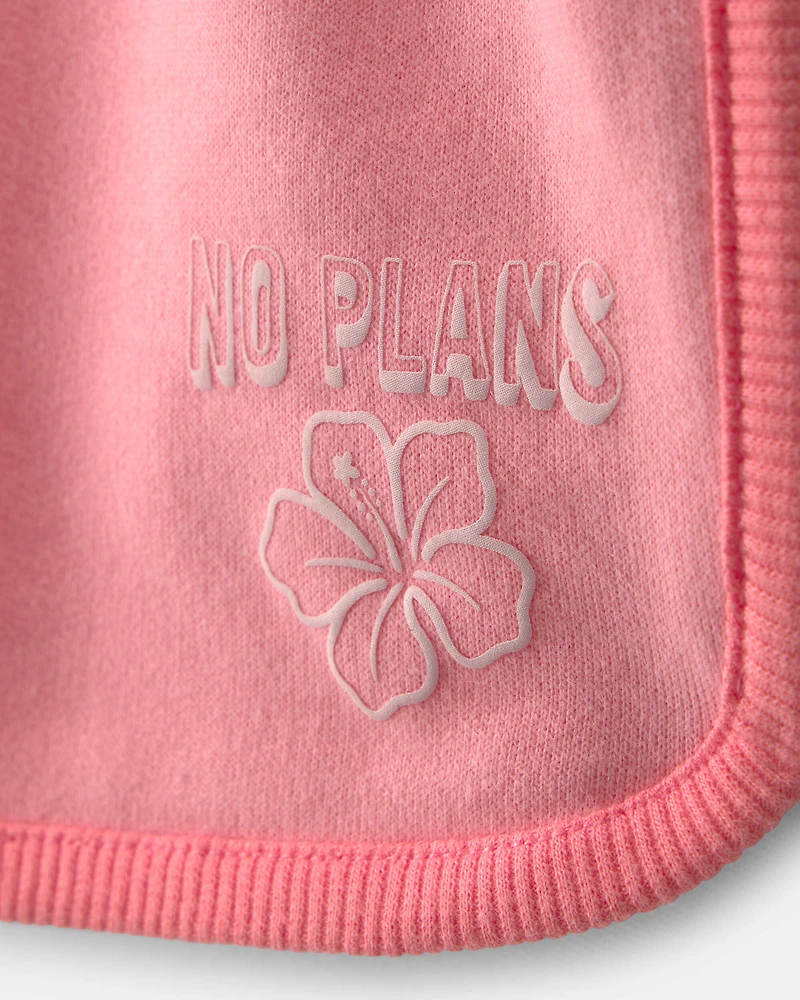 Girls 'No Plans' French Terry Shorts - Pink