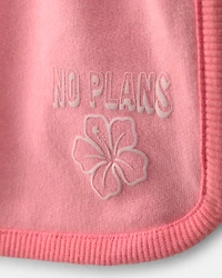 Girls 'No Plans' French Terry Shorts - Pink