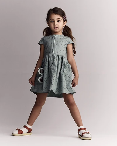 Toddler Girl Laura Dress with Pockets - Pale Blue