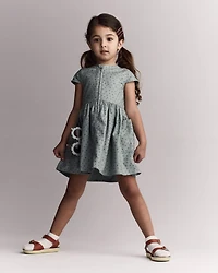 Toddler Girl Laura Dress with Pockets - Pale Blue