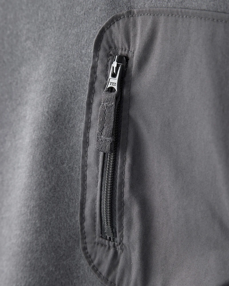 Toddler Boy French Terry Zipper Pullover Sweatshirt - Grey