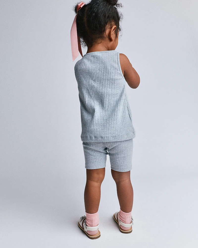 Toddler Girl Brooklyn Bike Shorts - Heather Grey
